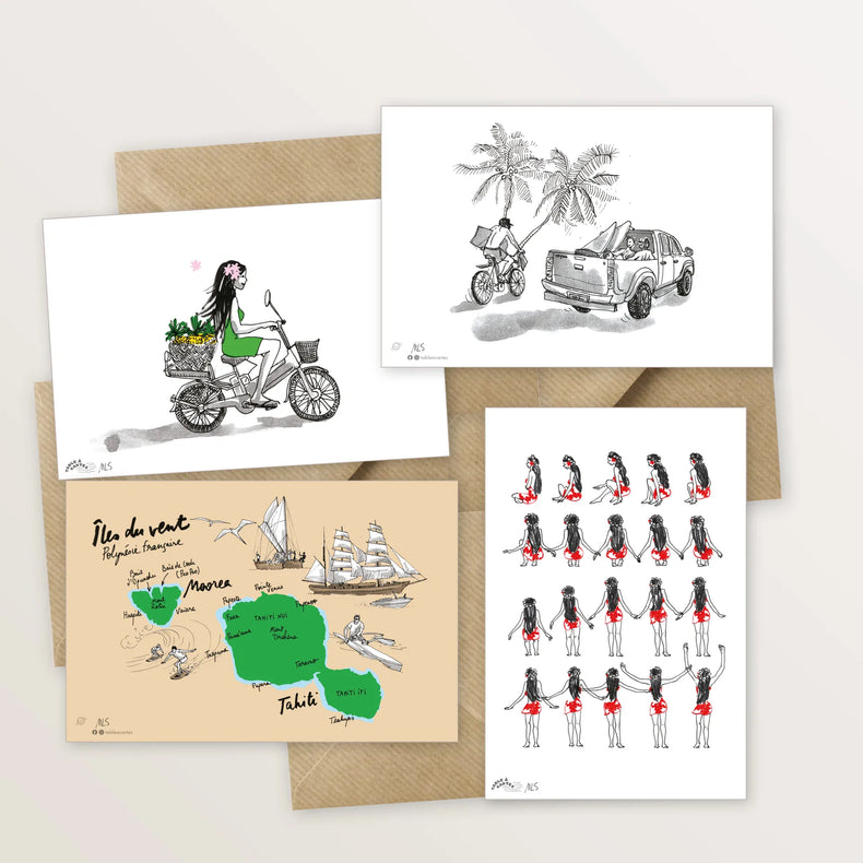 5 cartes postales : découverte de Tahiti et Moorea