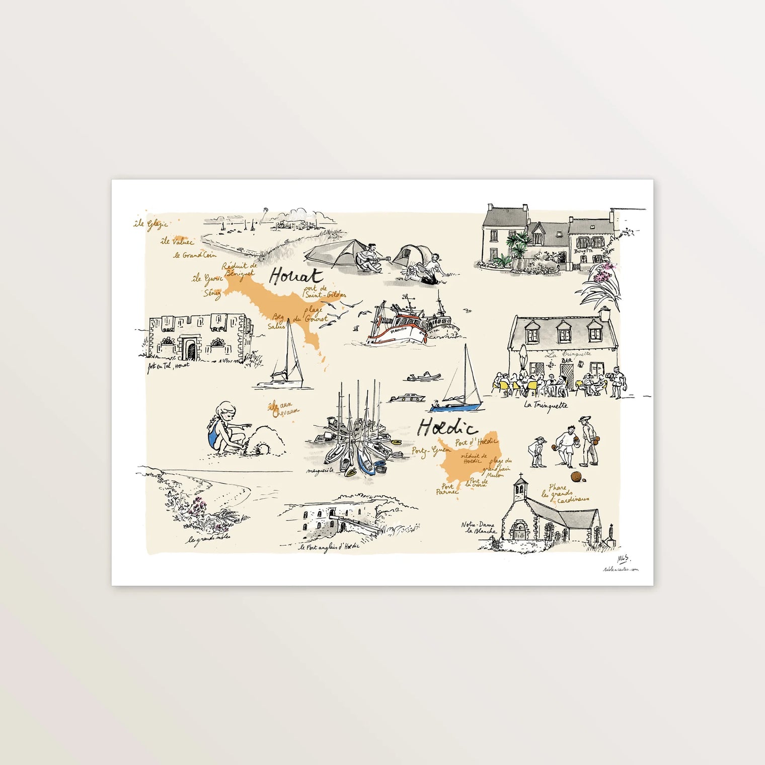Iles de Houat et Hoedic - Affiche 40 x 30 cm