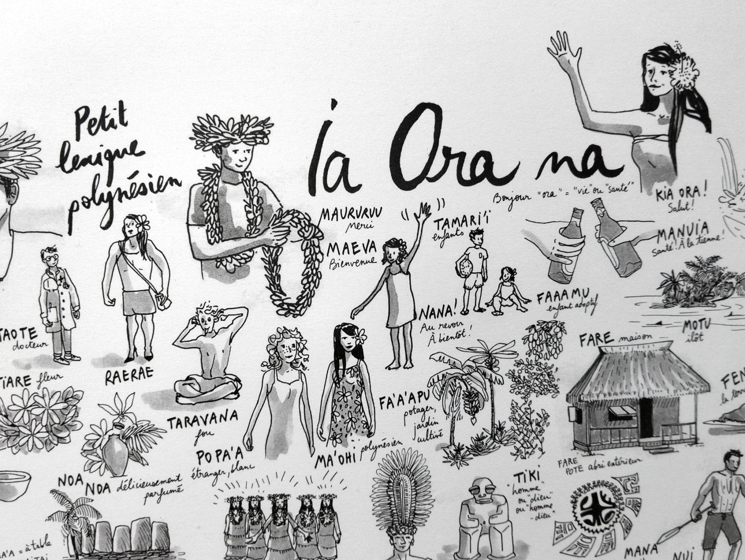 Lexique tahitien Affiche 30 x 40 cm - Table à cartes