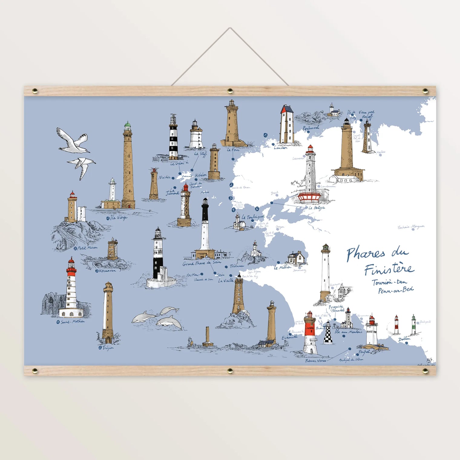 Phares du Finistère - Affiche 60 x 40 cm