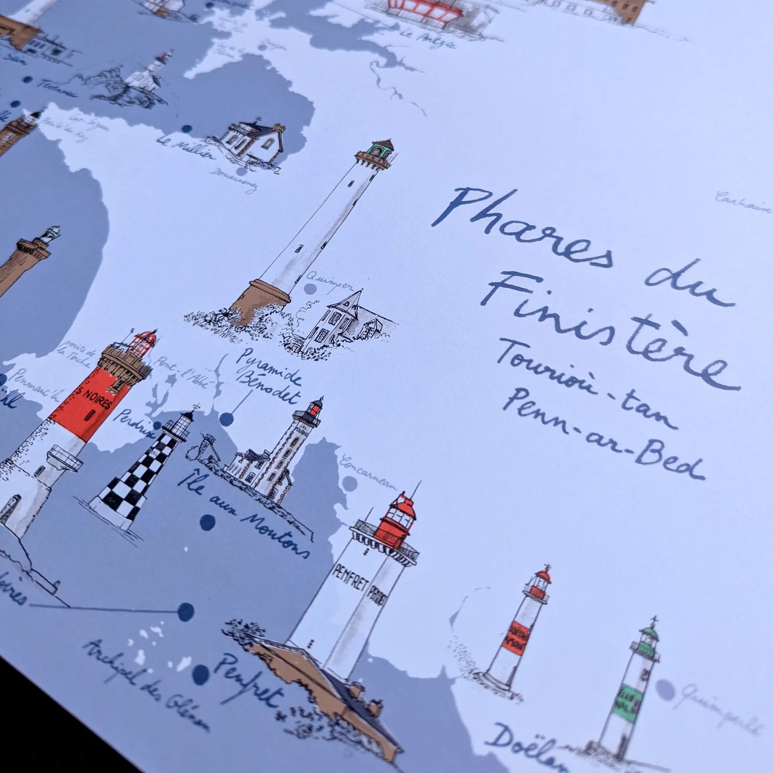 Phares du Finistère - Affiche 60 x 40 cm