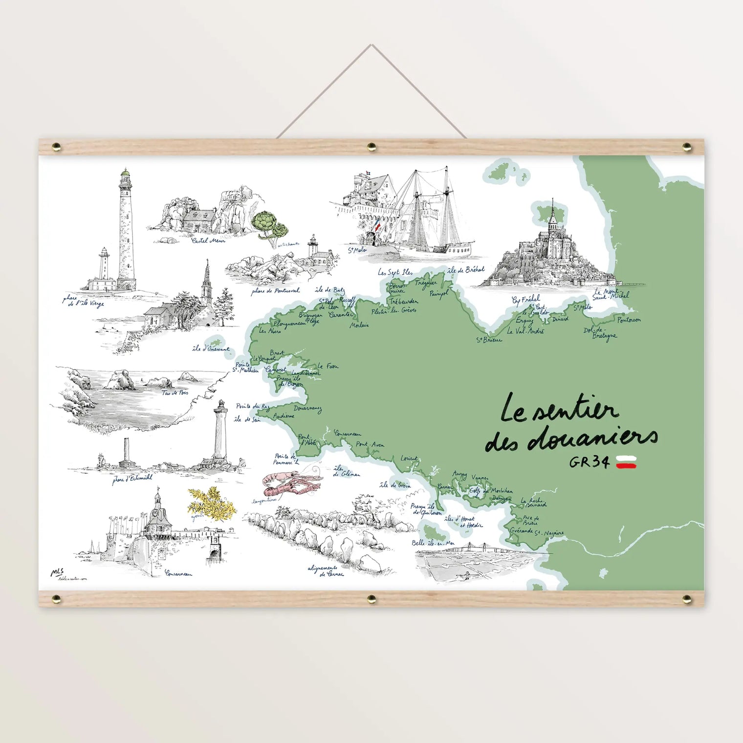 Sentier des douaniers GR34 - Affiche 60 x 40 cm