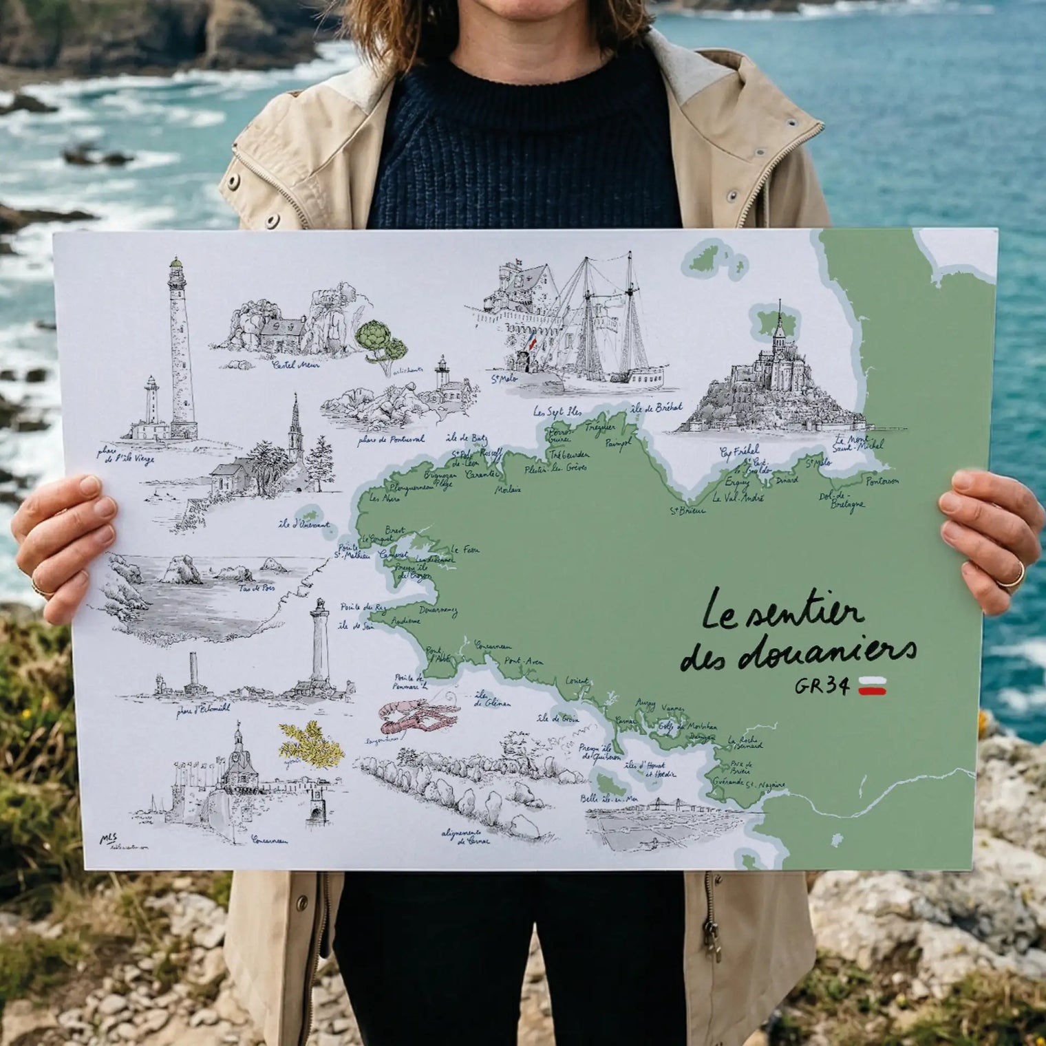 Sentier des douaniers GR34 - Affiche 60 x 40 cm