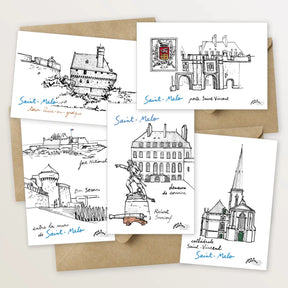5 cartes postales : le tour de Saint-Malo intramuros