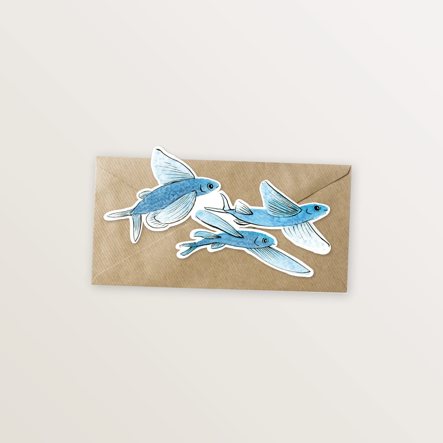 Carte postale decoupe poissons volants