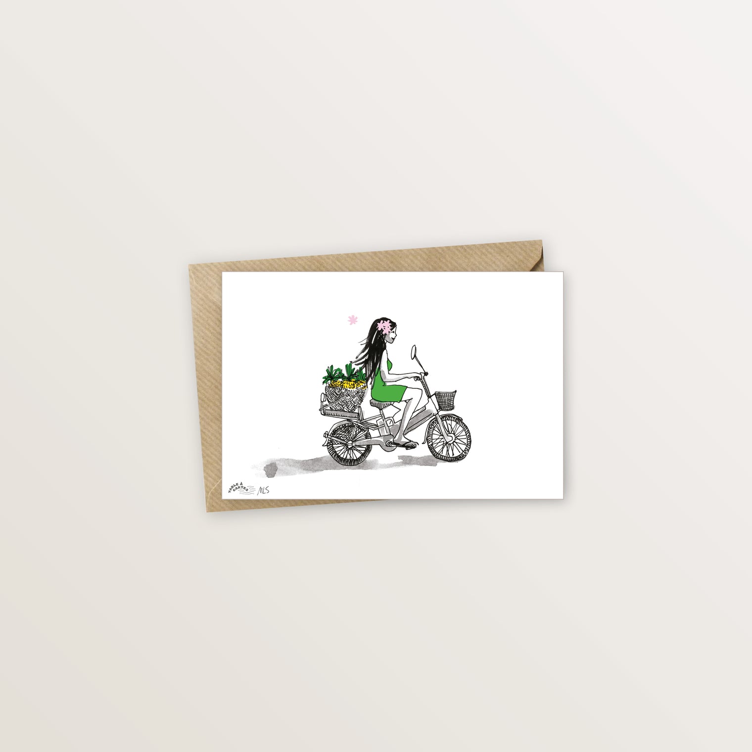 Carte postale Tahiti mobylette