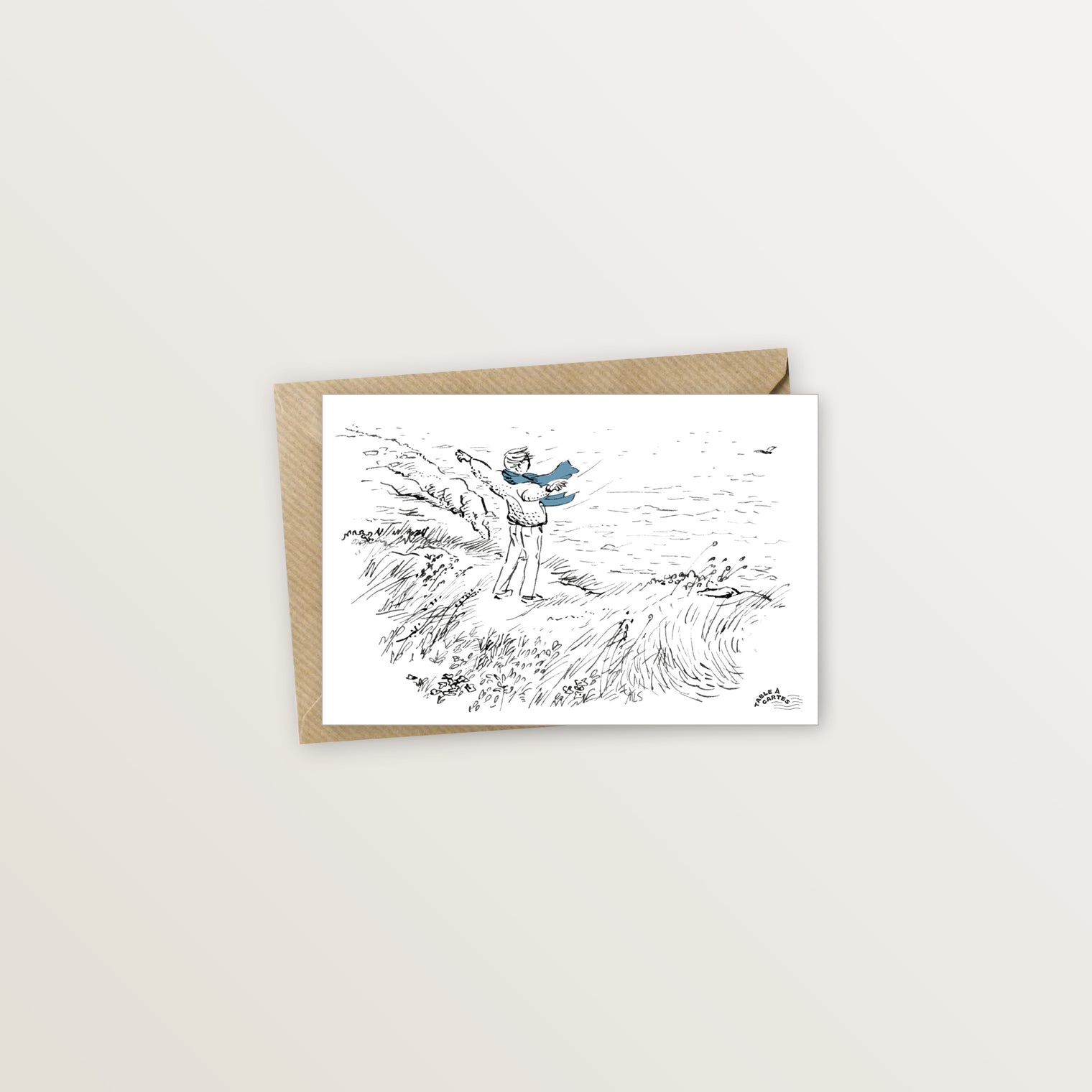 Carte postale plage grand vent