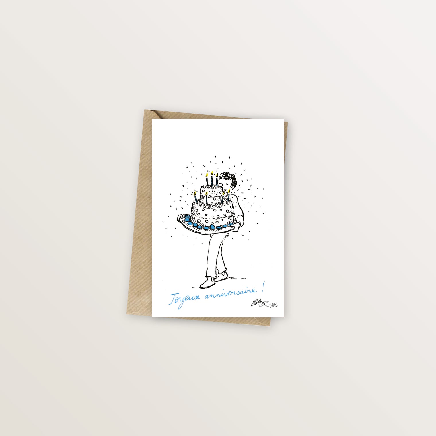 Carte postale bleue - Gateau