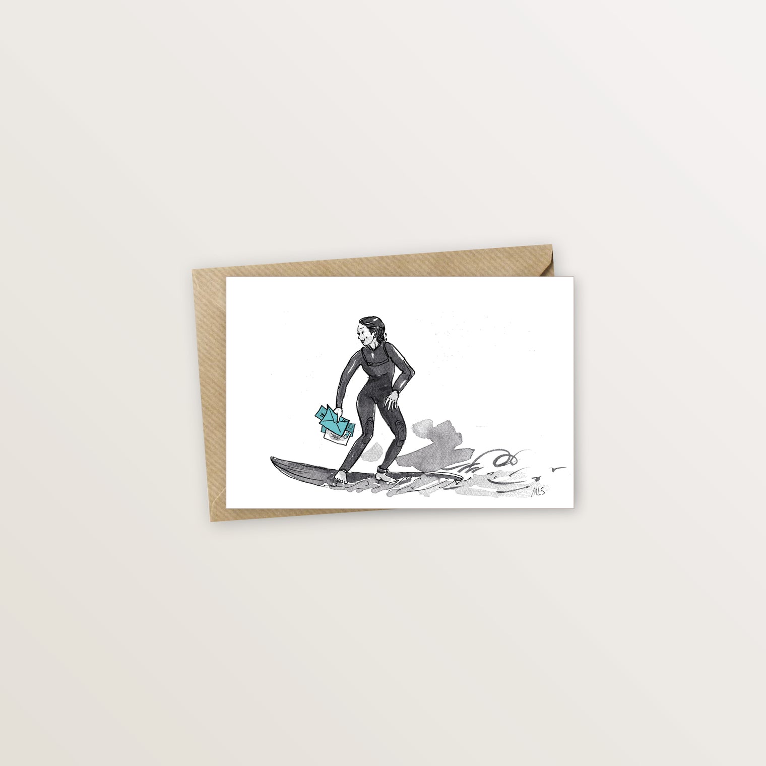 Carte postale anniversaire glisse surf