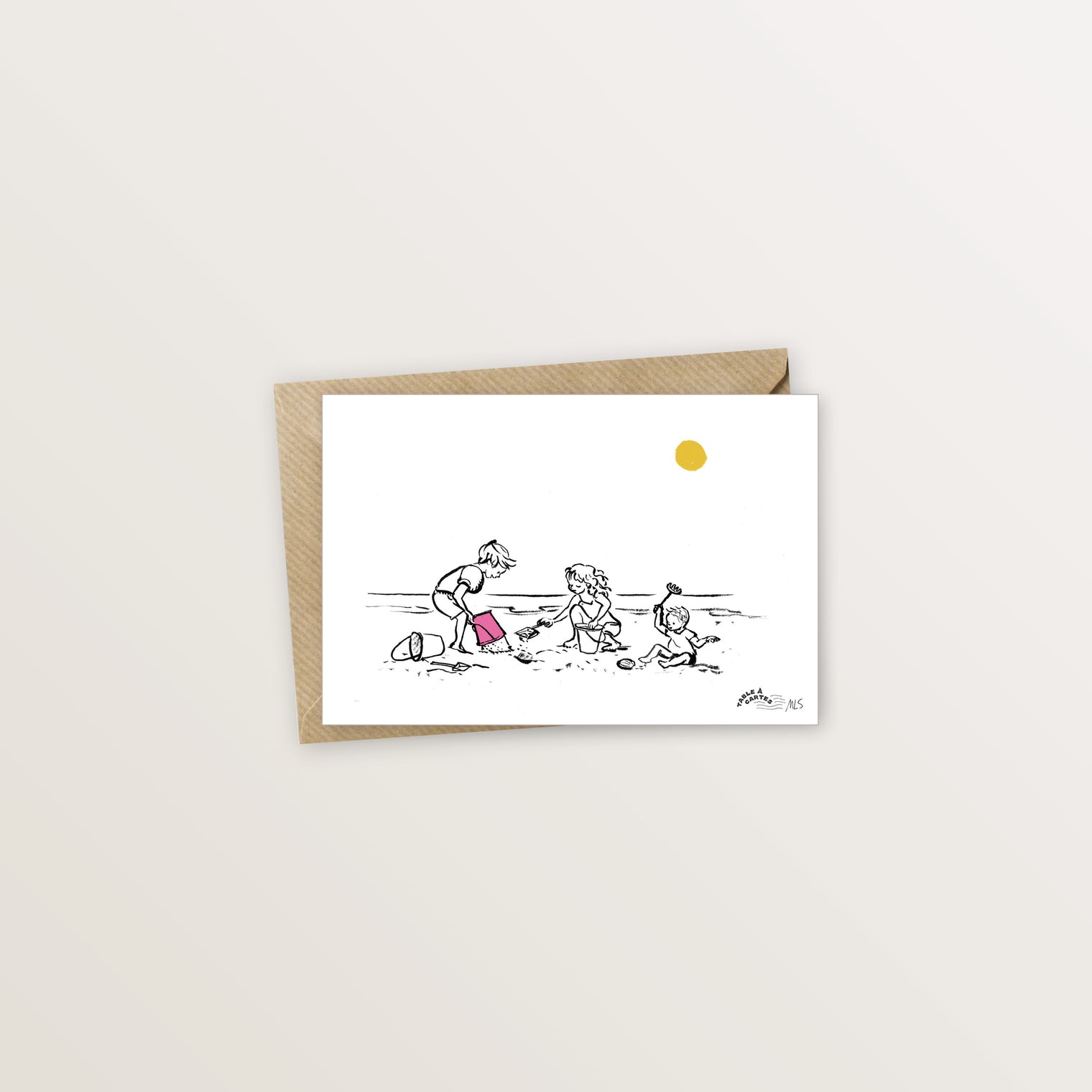 Carte postale plage chateau de sable