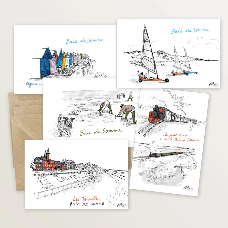 5 cartes postales : la Baie de Somme