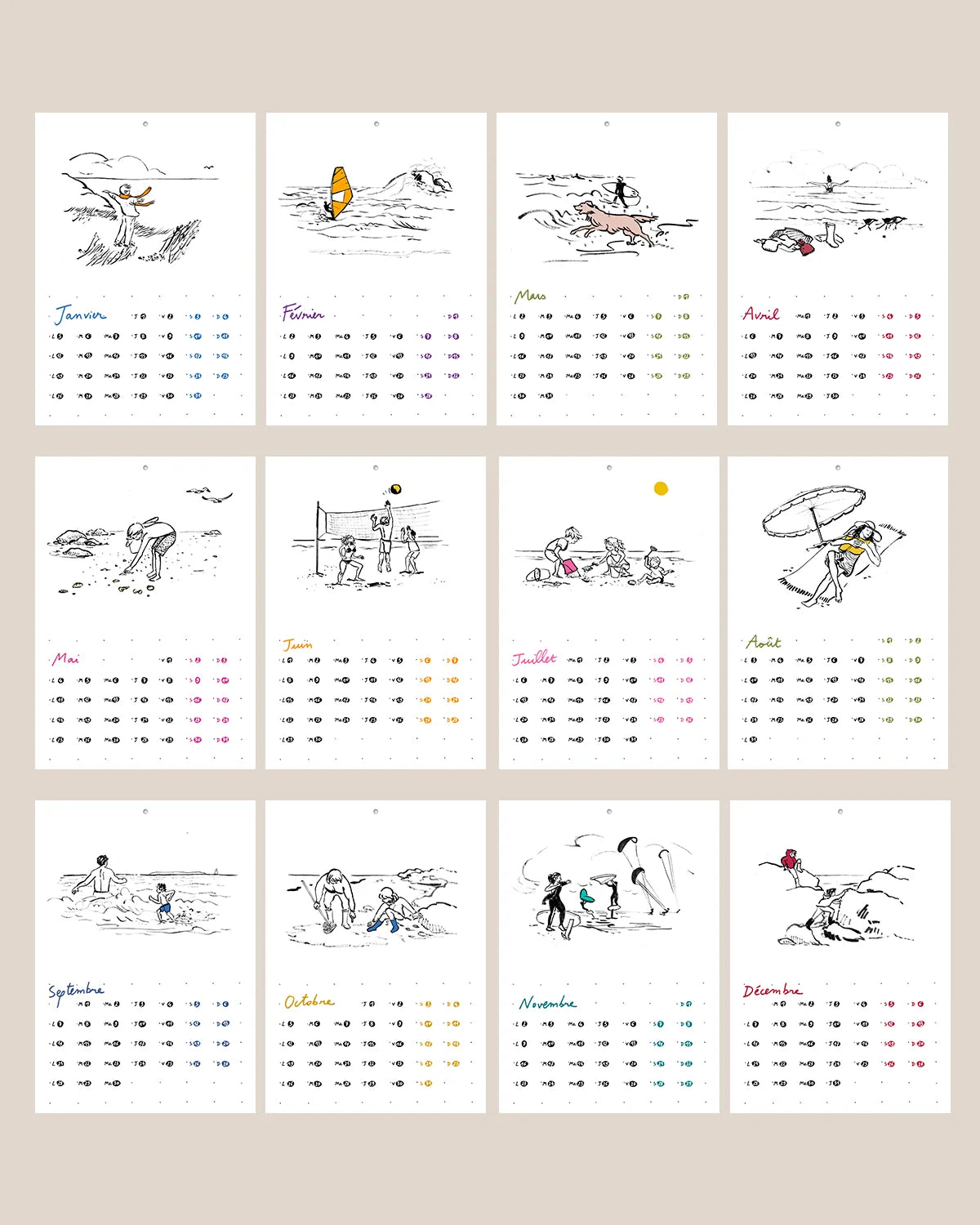 Calendrier 2026 - A la plage