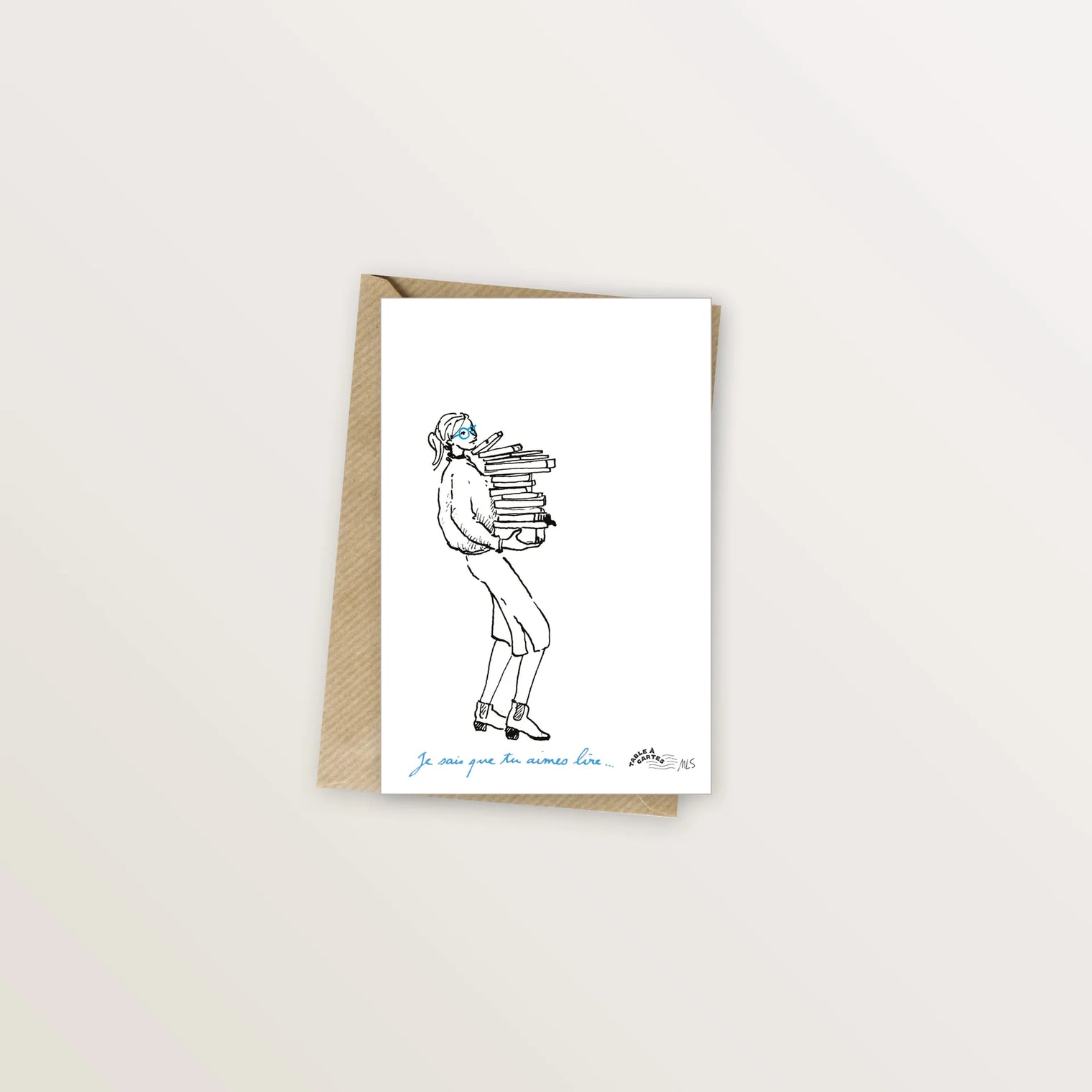 Carte postale - Amour des livres