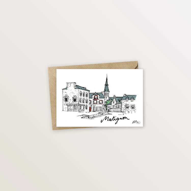 Carte postale de Matignon - Le bourg breton