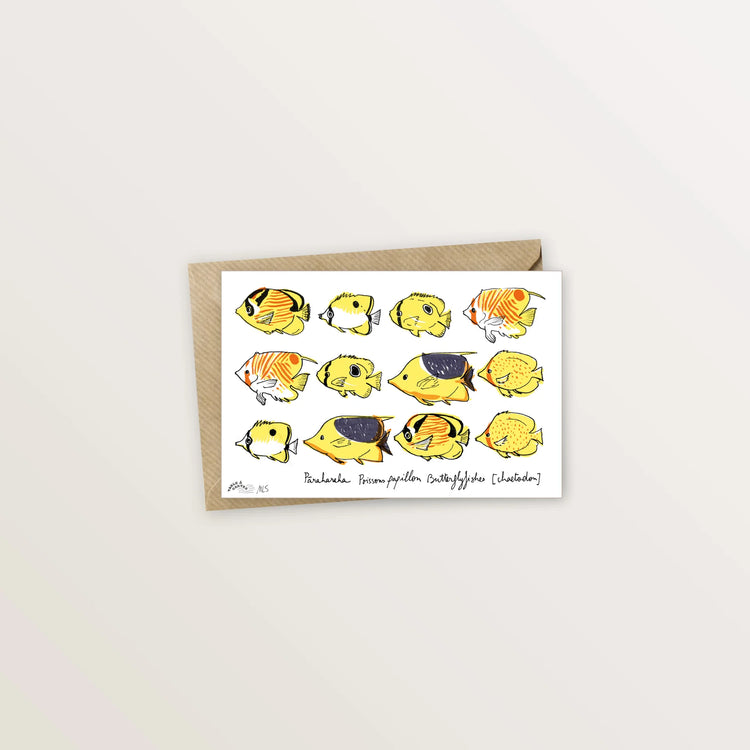 4 cartes postales animées : collection des poissons du lagon