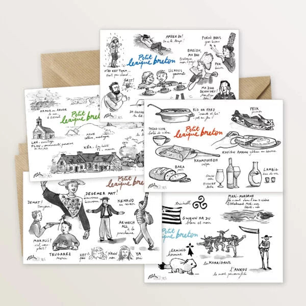 Carte postale lexique breton - Expressions - Table à cartes