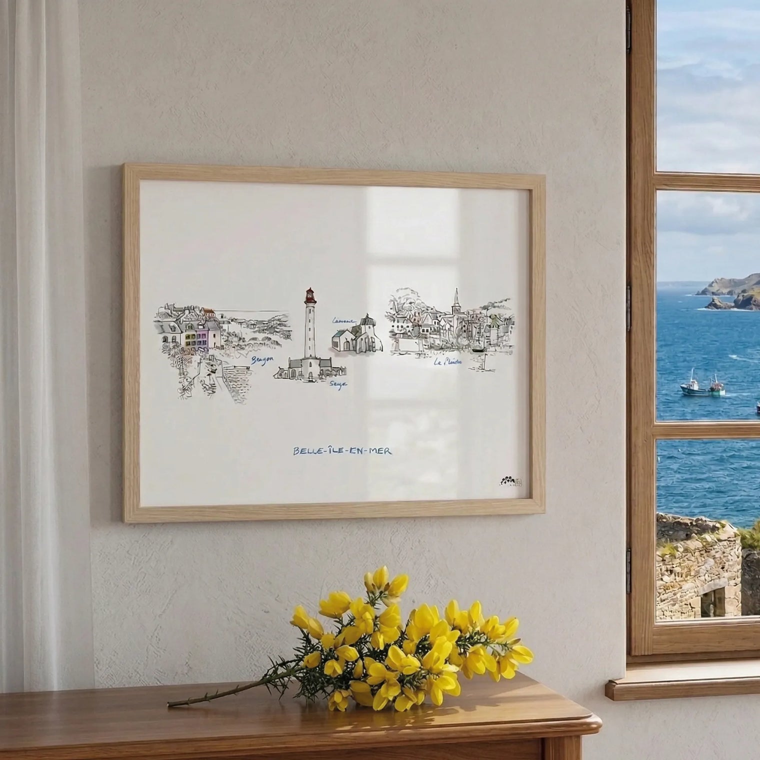Les 4 communes de Belle Ile - Affiche 40 x 30 cm