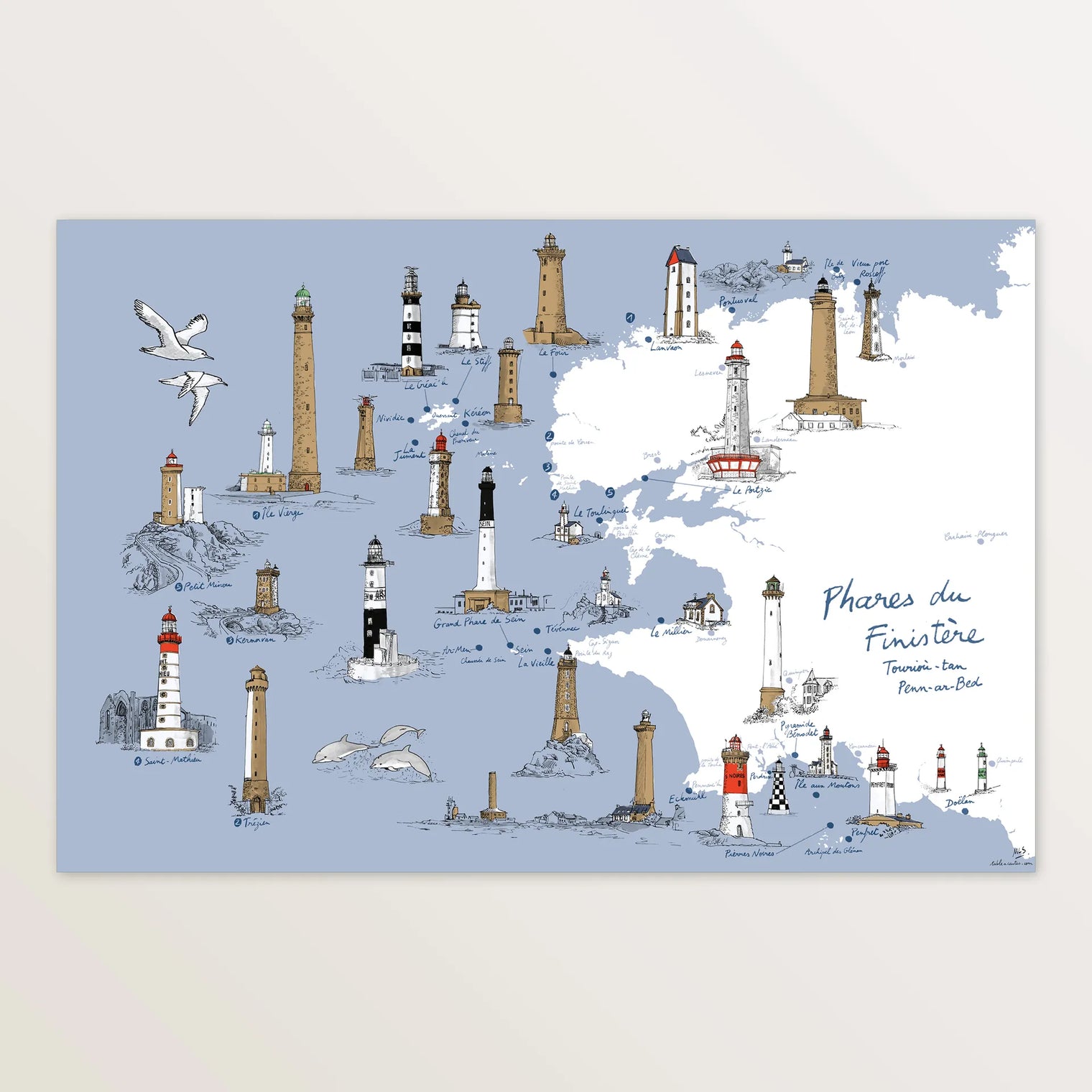 Phares du Finistère - Affiche 60 x 40 cm