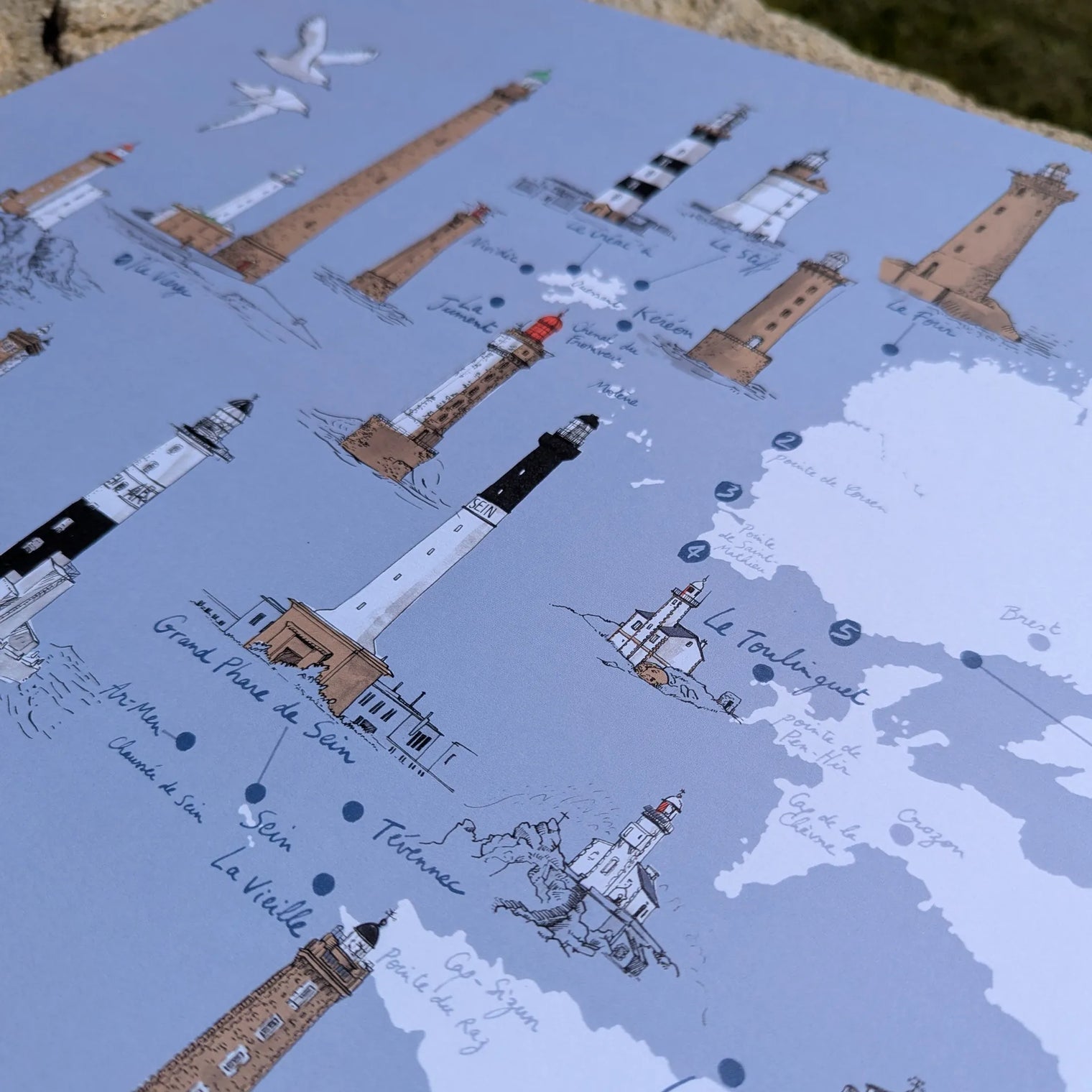 Phares du Finistère - Affiche 60 x 40 cm