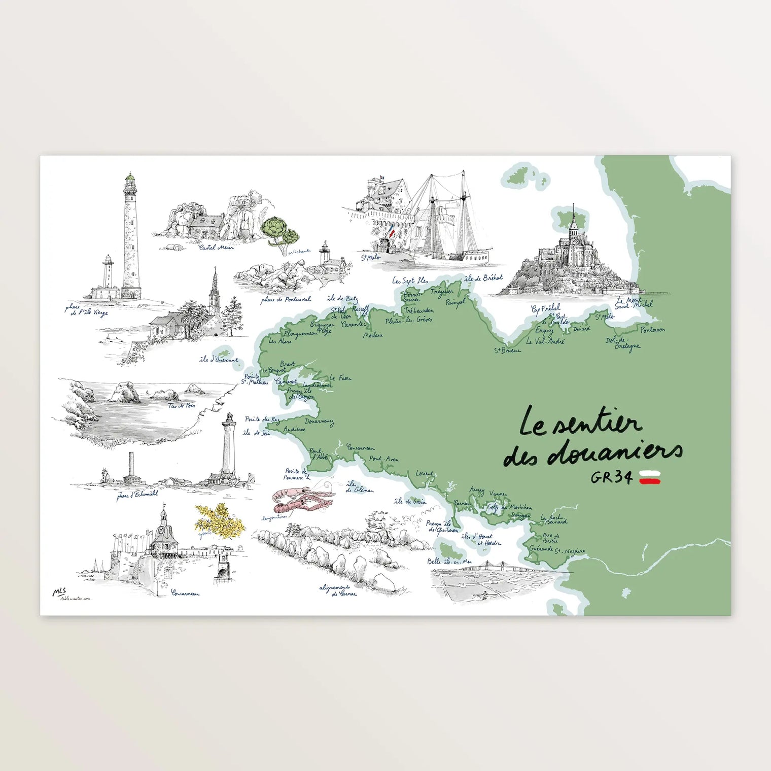 Sentier des douaniers GR34 - Affiche 60 x 40 cm