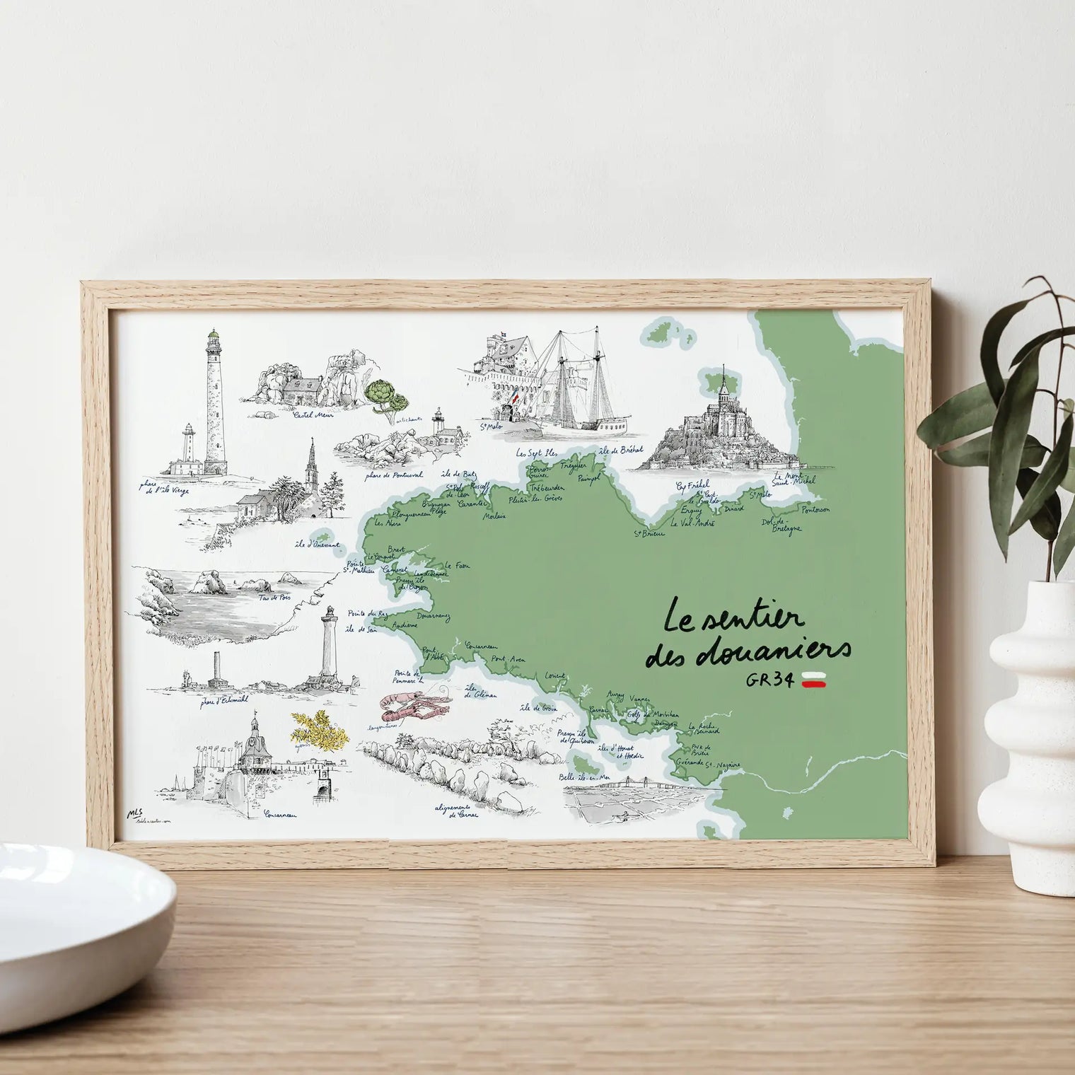 Sentier des douaniers GR34 - Affiche 60 x 40 cm